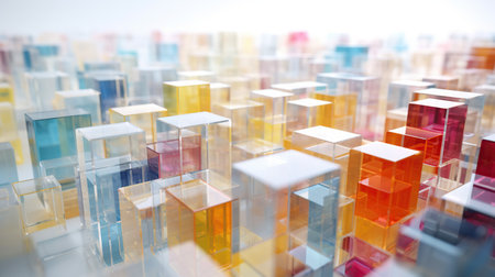 Multi-colored glass cubes. Background from squares. Abstraction. generative ai.の素材