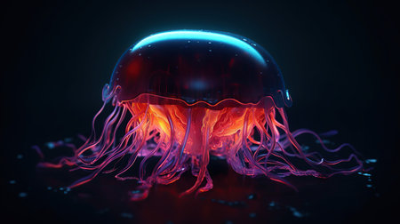 Water jellyfish.Underwater life.generative ai.の素材