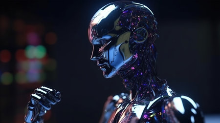 Abstract robot.Artificial intelligence concept. Generative AI.の素材