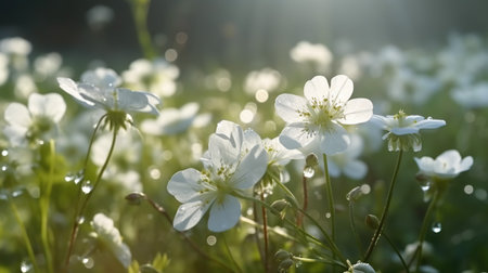 Wildflowers.Forest meadow background.generative ai.の素材