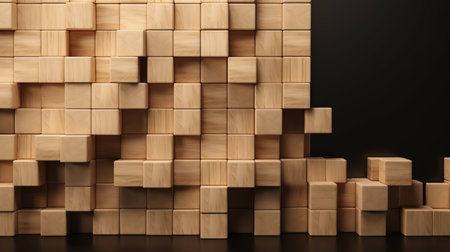 Children's wooden blocks.Construction concept.Architect.generative ai.の素材