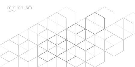 White background from cubes and lines.Linear geometric drawing.Abstraction,Vector illustration.のイラスト素材