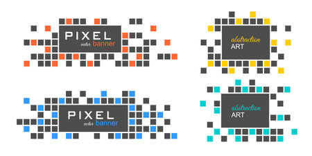Pixel banner. Set of paint streaks.Strip paint. Abstract pixel background for the inscription. Vector illustration.のイラスト素材