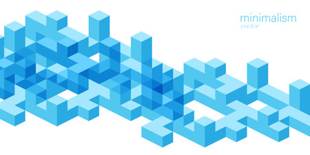 Background of cubes and squares.Isometric abstraction.Geometric lines.Vector illustration.のイラスト素材