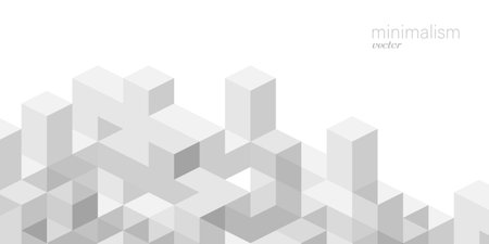 White background made of cubes and squares.Geometric lines.Abstract tech.Vector illustration.のイラスト素材