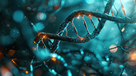 Human DNA. Biotechnology, biochemistry, genetics and medicine concept. Modern medicine.Generative ai.の素材