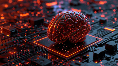 Electronic brain. Technology background. Generative AIの素材