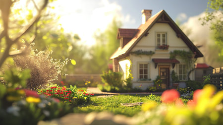 Country house. Village landscape. Generative AIの素材