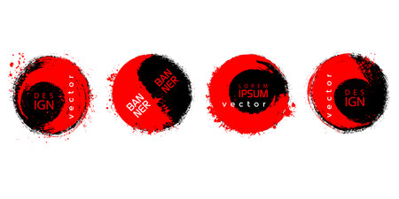 Grunge banner for sale and advertising. Advertising circle with black and red colors.Vector illustration.のイラスト素材