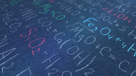 Handwritten formulas background.School background in chemistry.Letters and numbers.illustration.の写真素材
