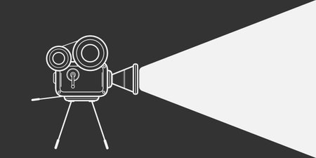 Retro movie camera. Film shooting.Vector illustration.のイラスト素材