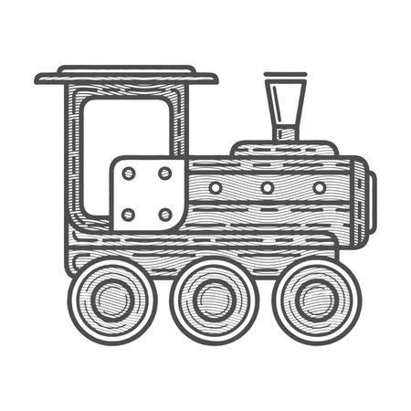 Retro steam locomotive. Hand drawn moving train. Vector illustration.のイラスト素材