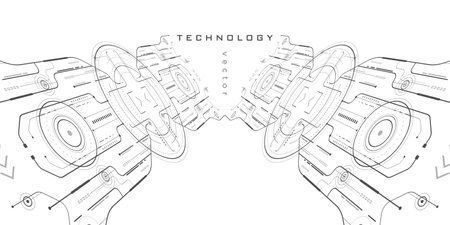 Technological white background. Electronic interface of the future. Technical drawing. Vector illustration.のイラスト素材