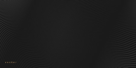 Black background. Wavy line drawing. Design element. Vector illustration.のイラスト素材