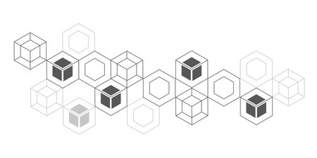 Abstract background of hexagons. Technological white background. Futuristic digital hi-technology banner. Vector illustration.のイラスト素材