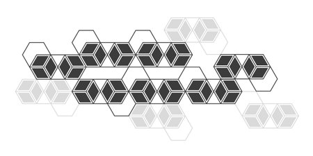 Linear geometric drawing. Abstract white background from cubes and lines.Vector illustration.のイラスト素材