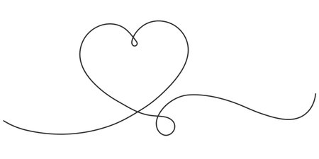 Heart on a white background. Valentine's Day. One line drawing. Vector illustrationのイラスト素材