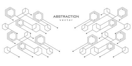 Technological white background. Abstract background of hexagons. Futuristic digital hi-technology banner. Vector illustration.のイラスト素材