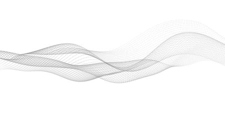 Abstract wave on white background. Wave drawing of lines. Technological background.の写真素材