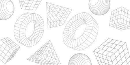 White background of geometric shapes. Square, Triangle, Circle .Linear geometric drawing. Vector illustration.のイラスト素材