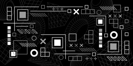 Technological black background. Geometric abstract figures. Vector illustration.のイラスト素材