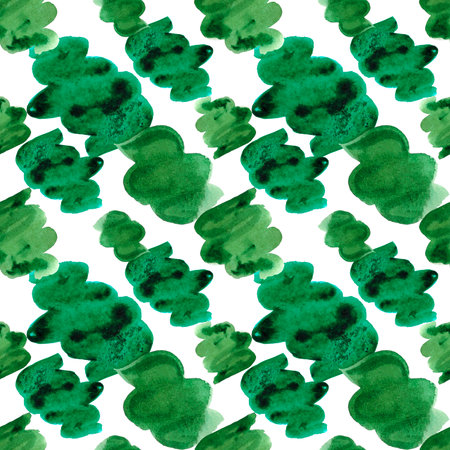 Hand drawn Watercolor green spots seamless pattern on the white background. Scrapbook design elements. Typography poster, wedding invitation, postcard, label, banner designの写真素材