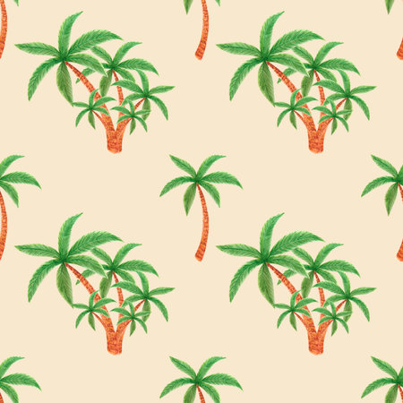 Handdrawn summer seamless pattern. Watercolor rainbow and surfboard on the cream background. Scrapbook design, typography poster, label, banner, textileの写真素材