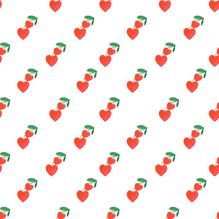 Hand drawn watercolor children cherry seamless pattern on white background. Scrapbook, label,...