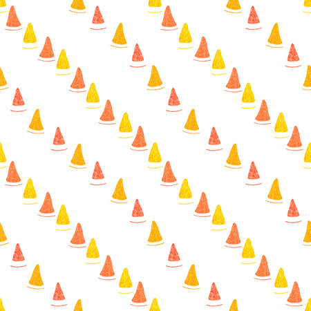 Hand drawn watercolor orange grapefruit slices seamless pattern on white background. Scrapbook, post card, textile, fabricの写真素材