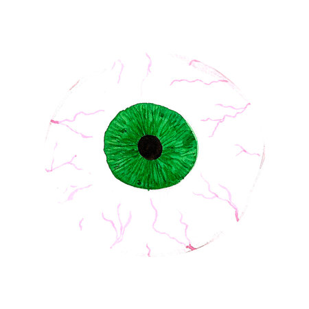 Watercolor magical green eye. isolated on white background. Scrapbook, post card, banner, labelの写真素材