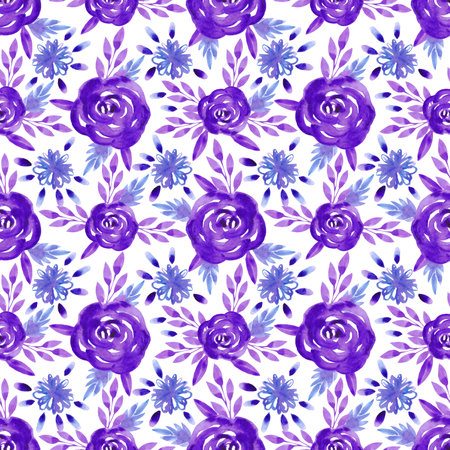 Hand drawn watercolor green seamless pattern isolated on white background. Can be used for textile, fabric and other printed productsの写真素材