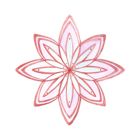 Hand drawn watercolor beautiful snow flake isolated on white background. Can be used for cards, labels, banners and other printed productsの写真素材