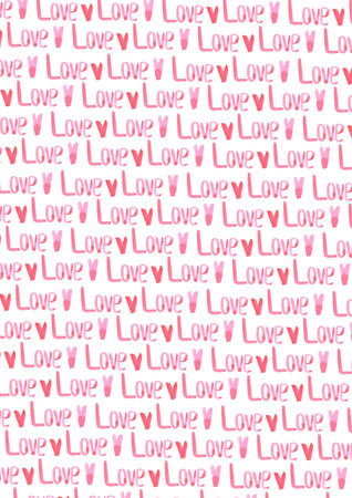 Hand drawn watercolor valentine postcard with love sign and hearts isolated on white background. Can be used for card, poster, cover and other printed productsの写真素材