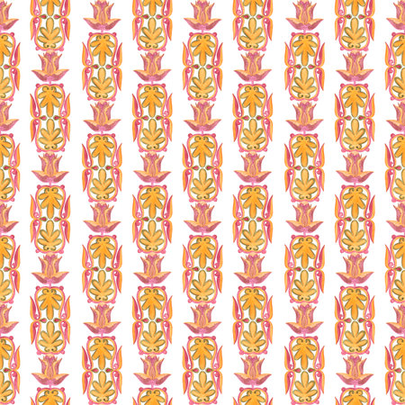 Hand drawn watercolor Russian traditional floral ornament seamless pattern isolated on white background. Illustration can be used for textile, fabric, scrapbook and other printed productsの写真素材