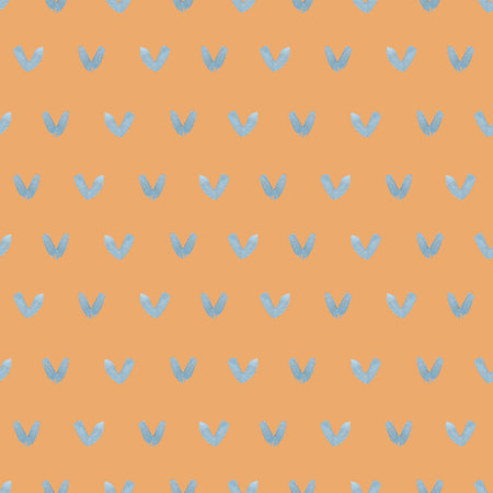 Hand drawn watercolor blue hearts seamless pattern isolated on brown background. Can be used for...