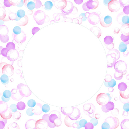 Hand drawn watercolor wreath frame border isolated on white background. Can be used for cards, scrapbook and other printed productsの写真素材