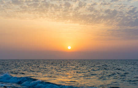 Sunset on the sea in Greeceの写真素材