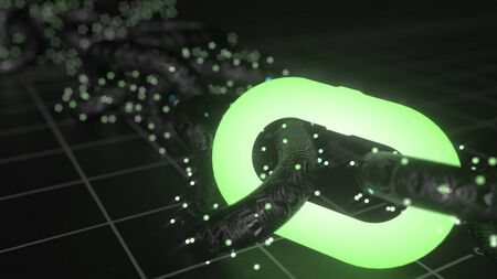 Blockchain technology concept 3d illustration. Inthernet and security symbolの写真素材