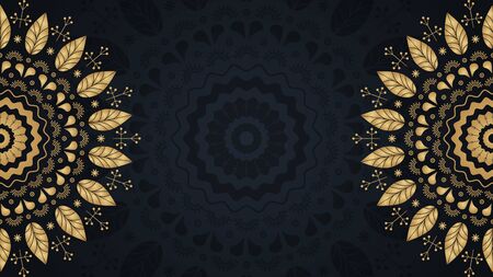 Floral mandala background with golden gradient leaves. For print, textileのイラスト素材