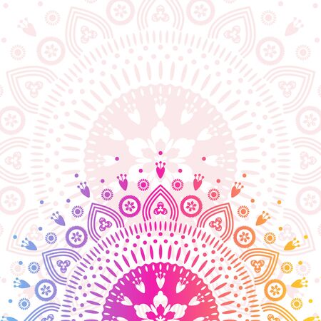 Mandala oriental ornament with place for text. Floral print on white background.のイラスト素材