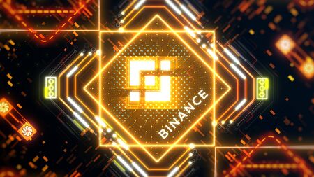 Знак платформы обмена криптовалютой Binance Smart Chain BSC. Торговля по технологии блокчейн — стоковое изображение