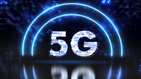 5g cellular network technology symbol. Internet tech background illustrationの写真素材