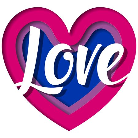 Bisexuality symbol. LGBT rights concept. Pink and purple colored Heart with loveのイラスト素材