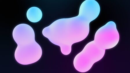 Abstract liquid spheres background. Morphing shapes 3d illustration.