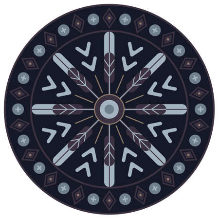 Ethnic boho mandala illustration. Occult magic folk ornament. Dream catcherのイラスト素材