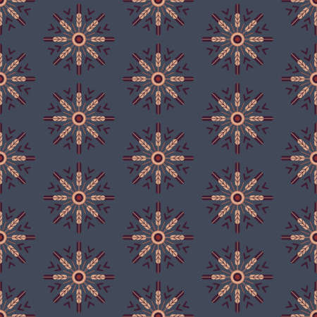 Boho floral ornament seamless pattern. Cute nature folk illustration mandala