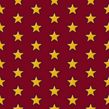 Christmas seamless pattern print. Gift wrapping texture with yellow stars on red background.のイラスト素材