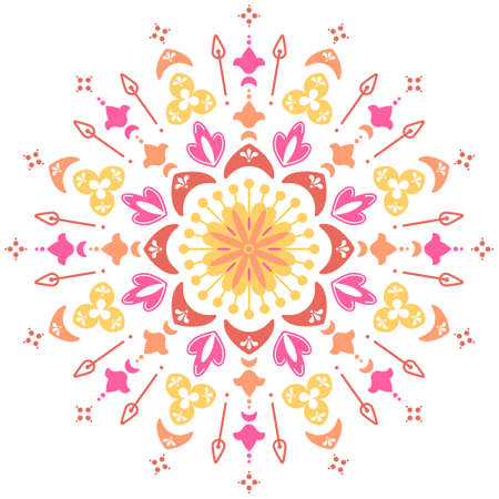 Abstract floral indian mandala. folk decorative element for diwali festival. Vector illustrationのイラスト素材