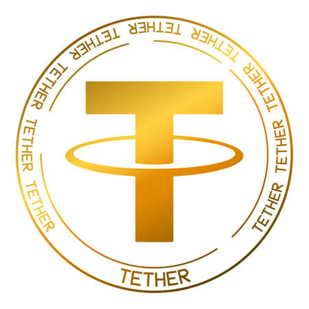 Tether cryptocurrency vector sign. Blockchain currency symbol background illustrationのイラスト素材