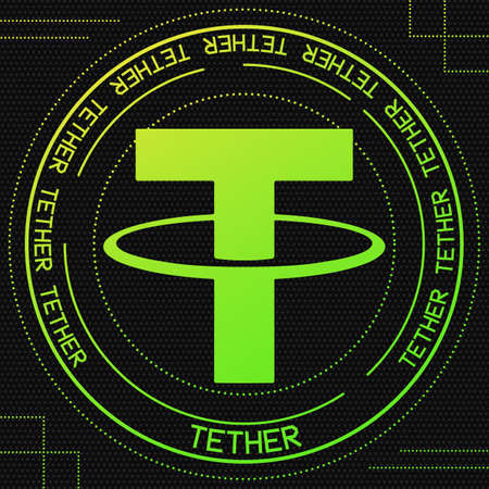 Tether cryptocurrency vector sign. Blockchain currency symbol background illustrationのイラスト素材